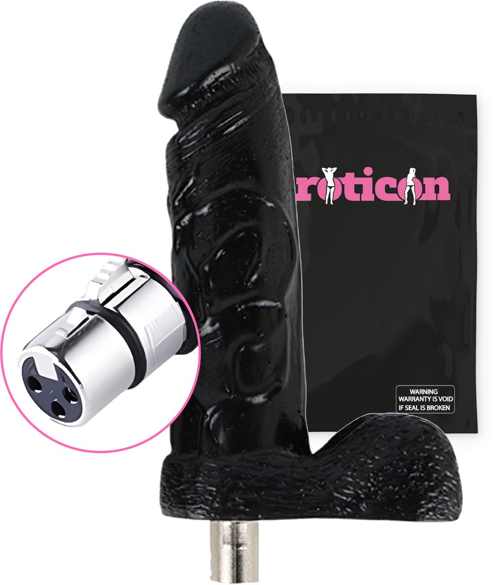 Goedkoopste Eroticon Dildo - Zwart - Voor Anaal en Vaginaal - 17.5 CM inbreng - Voor op Seks Machine - Accessoire - 3XLR opzetstuk