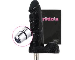 Eroticon Dildo - Zwart - Voor Anaal en Vaginaal - 17.5 CM inbreng - Voor op Seks Machine - Accessoire - 3XLR opzetstuk