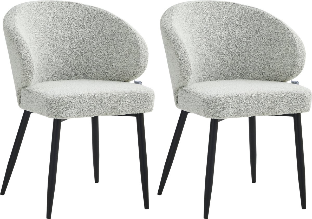 Colenis® - Ruby Eetkamerstoel - Set Van 2 – Ecru – Bouclé - Design