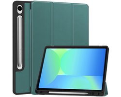 Hoesje - Geschikt voor Samsung Galaxy Tab S10 FE Plus - Dun & Stevig - Hard Cover Case - Trifold Bookcase Hoes - Met Uitsparing Geschikt voor S Pen - Hardcover Book - Tablethoes - Donkergroen