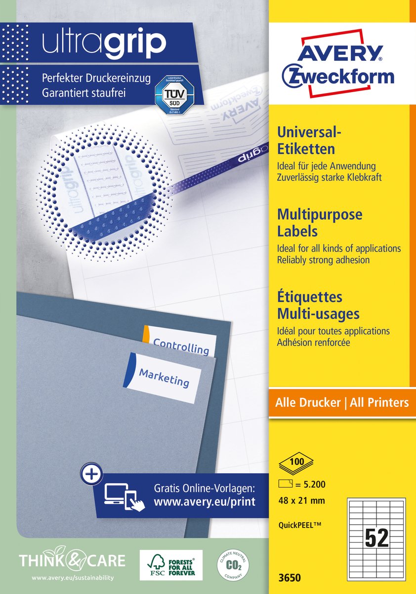 Huismerk Avery 3650 Universele Etiket 48x21mm