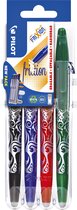 Pilot FriXion - Rollerbal Pennenset - Zwart Blauw Groen Rood - 4 stuks