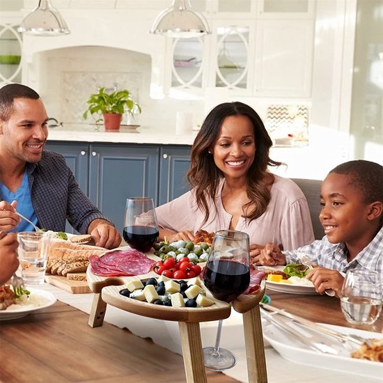Draagbare Wijnpicknicktafel - Opvouwbare Ronde Houten Tafel - Voor Tuin Camping Strand - 24x11 cm - 1 stuk — afbeelding 2
