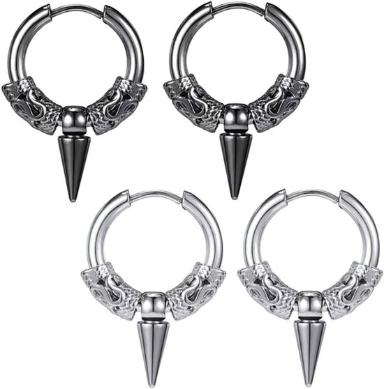 15 Paar Oorbellen Voor Mannen, Zwarte Roestvrij Stalen Oorbellen Stud Kit Voor Mannen Vrouwen Mode Piercing Sieraden Kruis Bungelen Hoepel Oorbellen Set