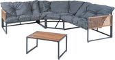 Loungeset Karg tuinset met kussens donkergrijs en rotan look casa.pro