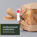 Witte en rode clip om zakken te sluiten.