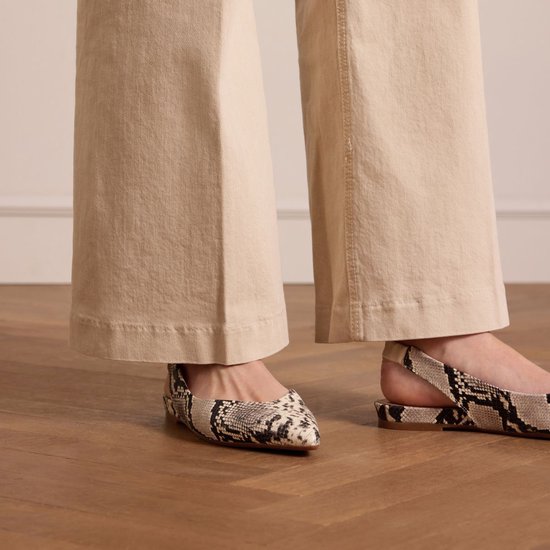 Manfield - Femme - Escarpins à bride arrière en cuir imprimé serpent - Taille 41