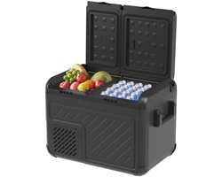 Auronic Elektrische Koelbox – Compressor – Twee Zones – 12V 230 Volt – Camping Koelkast – Auto – Vriezen en Koelen – 45L – Frigobox – Zwart/Grijs