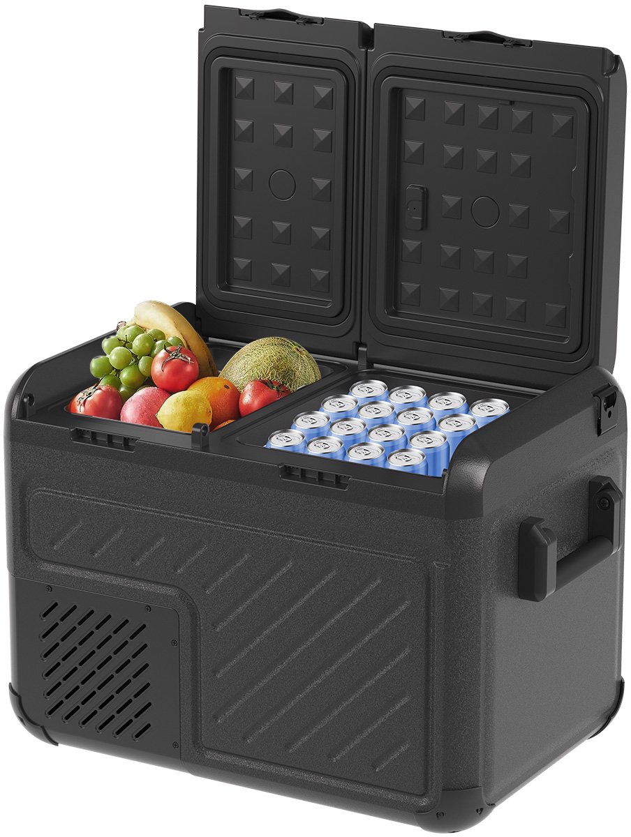 Auronic Elektrische Koelbox - Compressor - Twee Zones - 12V 230 Volt - Camping Koelkast - Auto - Vriezen en Koelen - 45L - Frigobox - Zwart/Grijs — afbeelding 1