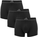 Drie zwarte Adidas boxershorts met grijze taillebanden.