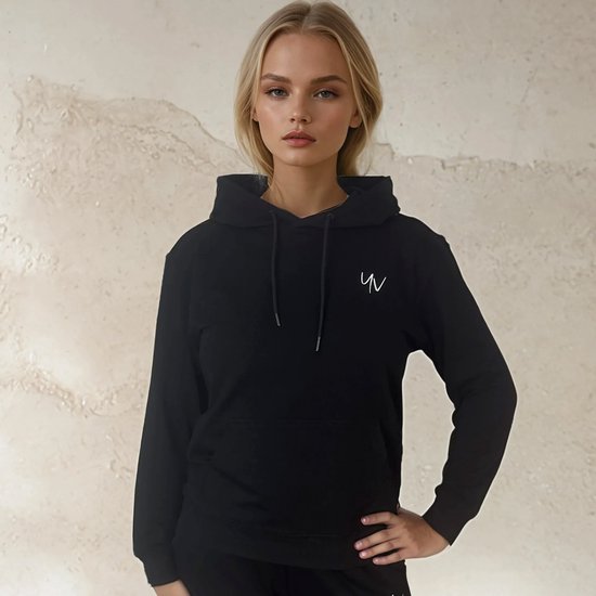 YV SPORT - Sweat à capuche YV MOTION pour elle et lui - Qualité Premium - Confortable et élégant - Tissu éponge français - Coupe Perfect - Capuche avec cordon de serrage - Poche kangourou - Sweat à capuche Activewear - Zwart - XL