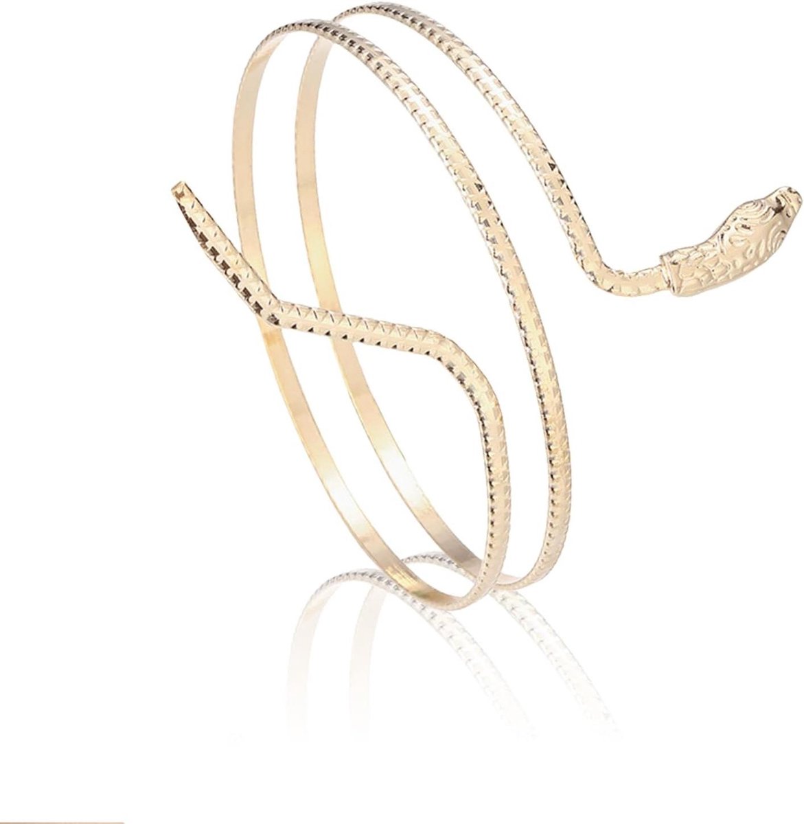 Gouden Oberarmreif - Uniek Slang Design - One Size - Elegante Kostuum Accessoires
