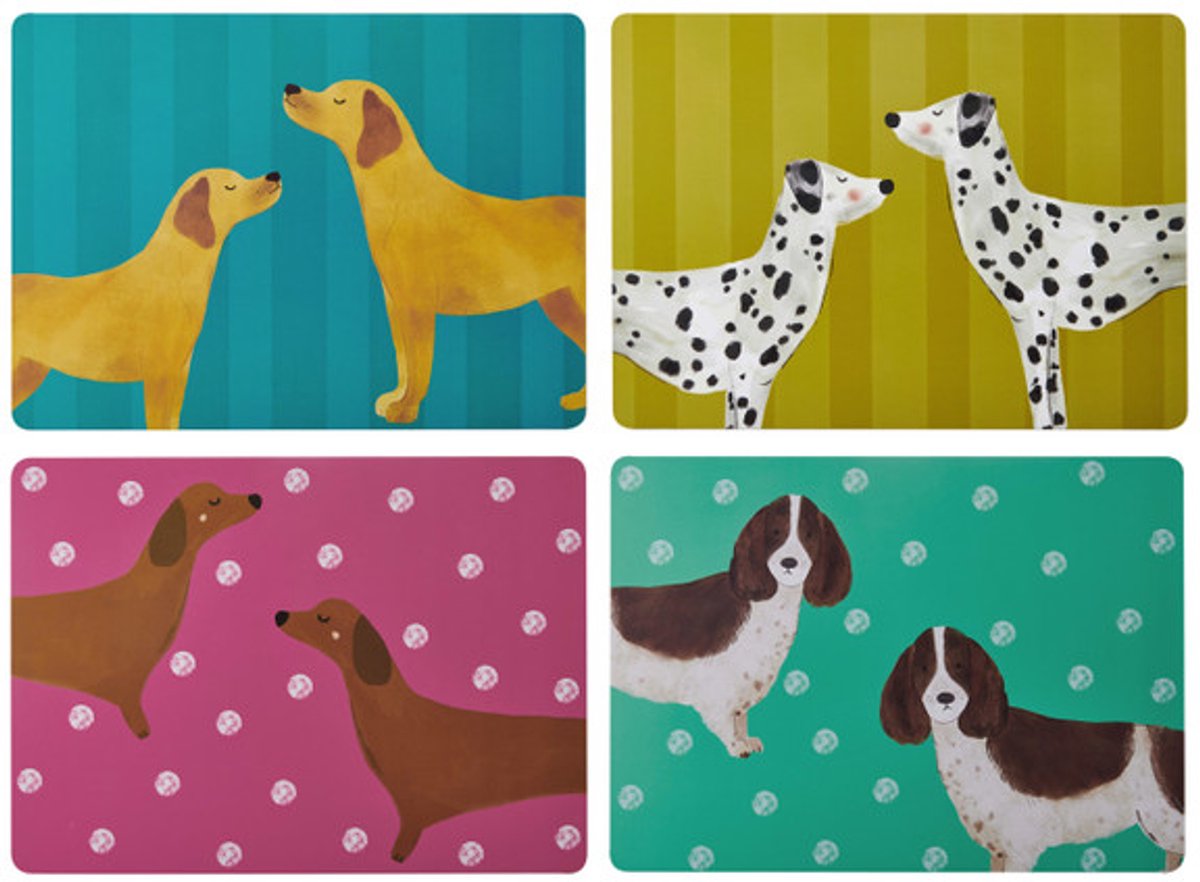 Creative Tops grote premium placemats set - hondenprint