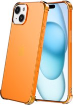 Smartphonica Telefoonhoesje geschikt voor iPhone 15 Plus - Transparant Shockproof siliconen Hoesje met Stootrand – Oranje geschikt voor iPhone 15 Plus