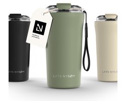 LARS NYSØM Rørelse Thermo Coffee Mug-to-go 500ml - BPA-vrij met Isolatie - Met Draagriem & Tritan Deksel (Sage Green)