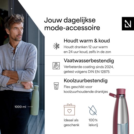 Man met een lichtgroene 1000ml drinkfles.