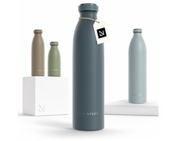 LARS NYSØM Ren Roestvrijstalen drinkfles 750ml - BPA-vrije geïsoleerde waterfles 0,75 Liter (Stone Blue)