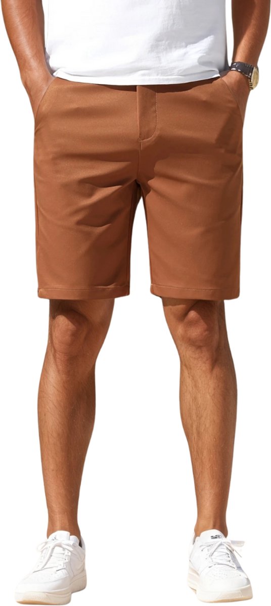Livano Korte Broek Heren Golfbroek Spijkerbroek met Zakken Volwassenen Jongens Shorts Lichtbruin