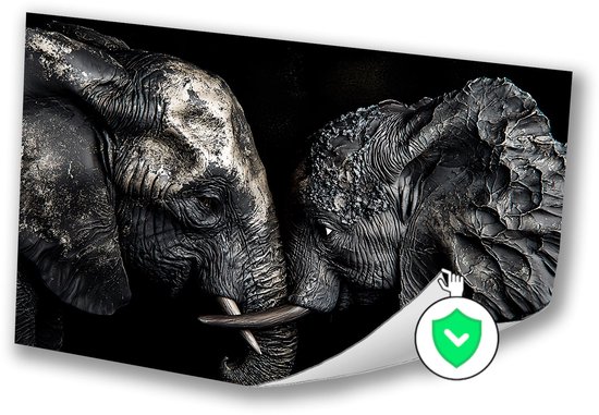 Portrait d'éléphants en noir et blanc - Décoration murale éléphant - Décoration murale murale animalière - Hyperréalisme - Décoration murale classique - Accessoires de maison - poster 40x30 cm