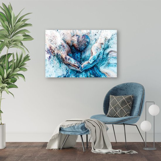 Muurdecoratie buiten tekening van een rotsachtige kustlijn bij een heldere zee