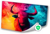 Expressief kleurrijk van stier - Stier wanddecoratie - Poster hoorn - Expressionisme - Wanddecoratie posters - Posters voor thuis - poster 100x70 cm