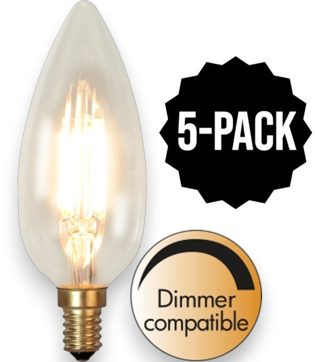 5-Pack | Kaarslamp - E14 - 3W - Super Warm Wit