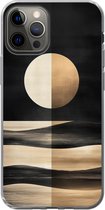 Telefoonhoesje Geschikt voor iPhone 13 Pro hoesje - Maan - Cirkel - Goud - Siliconen Telefoonhoesje Telefoonhoesje