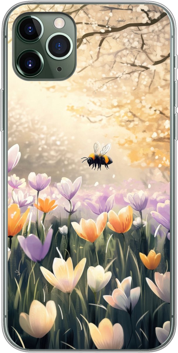 Telefoonhoesje Geschikt voor iPhone 11 Pro Max hoesje - Viooltjes - bij - Zonlicht - Siliconen Telefoonhoesje Telefoonhoesje