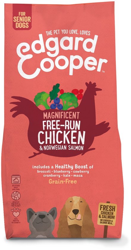 Edgard & Cooper Free-Run Chicken Senior Kip&Zalm&Broccoli - Hondenvoer - 7 kg Graanvrij