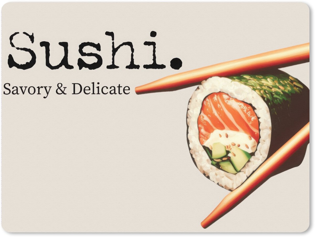 Muismat XXL 80x60 cm - Bureau onderlegger - Bureau mat Sushi - Zalm - Rijst - Japans - Bureaumat - Gaming mousepad xl - Bureaulegger groot - Computer deskmat