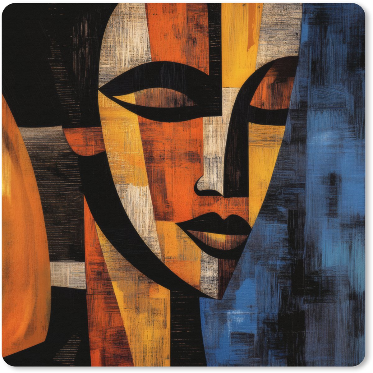 Muismat XXL 80x80 cm - Bureau onderlegger - Bureau mat Abstract - Portret - Kleurvakken - Bureaumat - Gaming mousepad xl - Bureaulegger groot - Computer deskmat