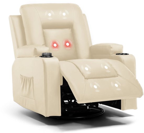 HOMCOM Relaxfauteuil met Voetenbank, 360° Draaibaar, Ergonomisch
