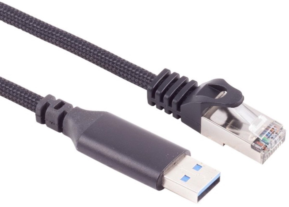 USB-A LAN Adapterkabel 1G, USB Typ A Stecker auf RJ45, ALU, schwarz, 1,5m