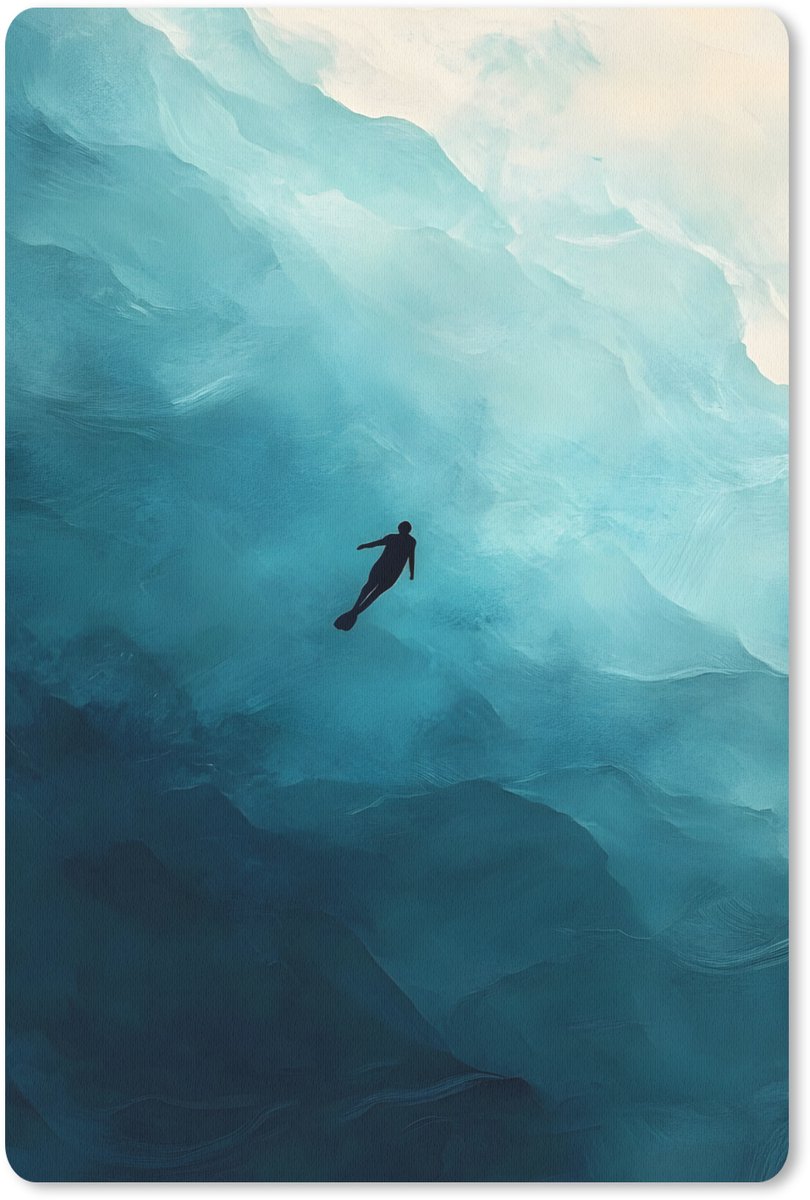 Muismat 18x27 cm - Mousepad Zee - Silhouet - Abstract - Blauw - Muismatten
