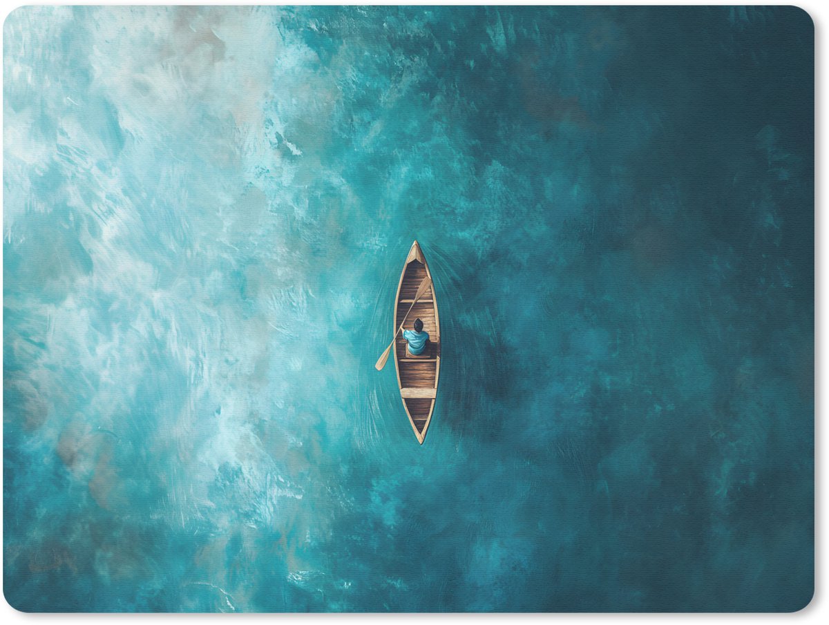 Muismat 23x19 cm - Mousepad Bootje - Water - Blauw - Muismatten