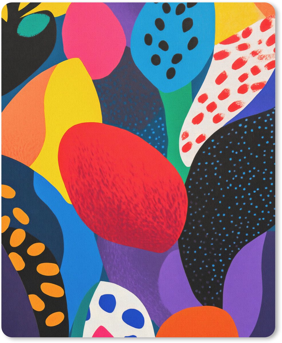 Muismat 19x23 cm - Mousepad Bloemen - Bladeren - Abstract - Rood - Muismatten