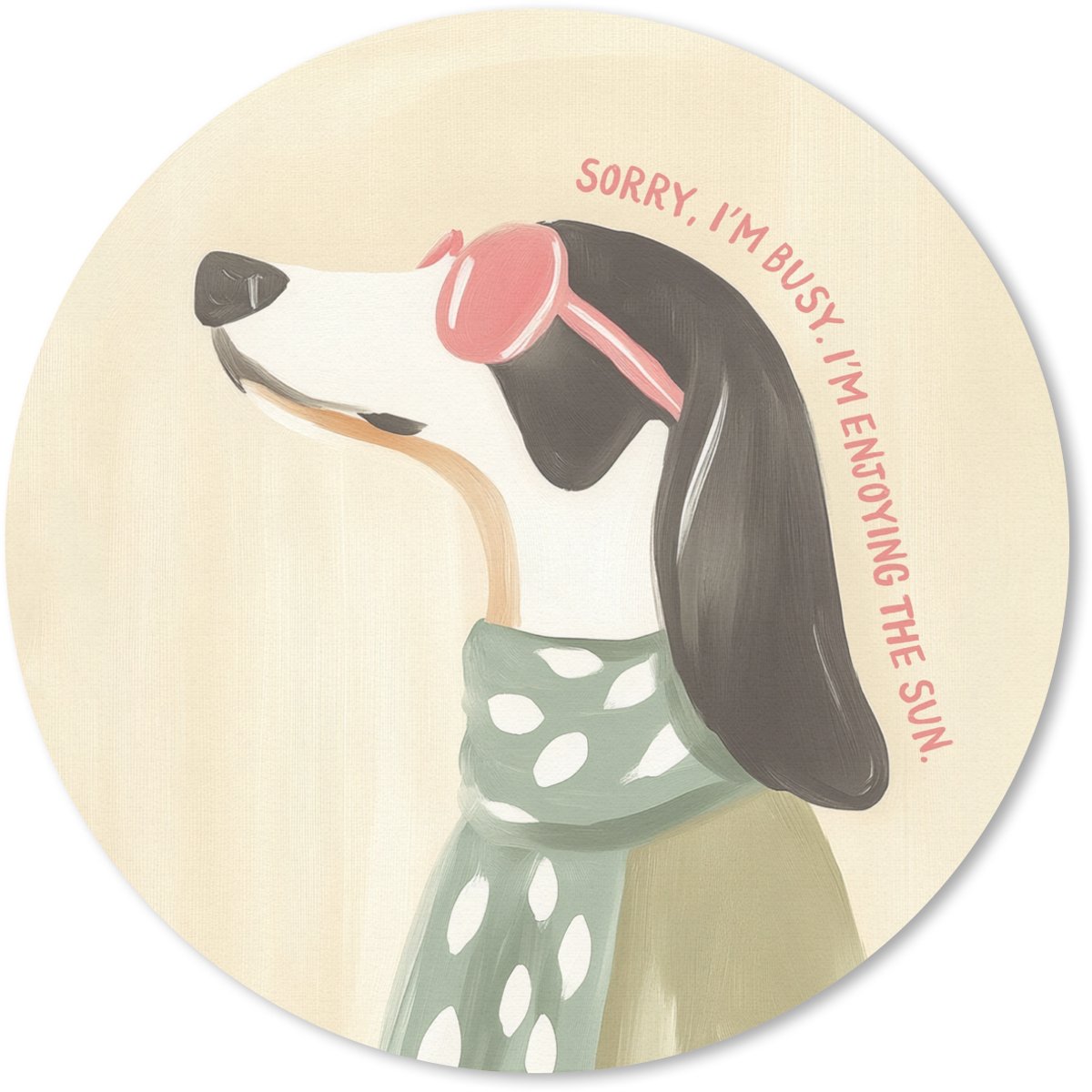 Muismat rond 30x30 cm - Mousepad Quote - Hond - Zonnebril - Ronde muismatten