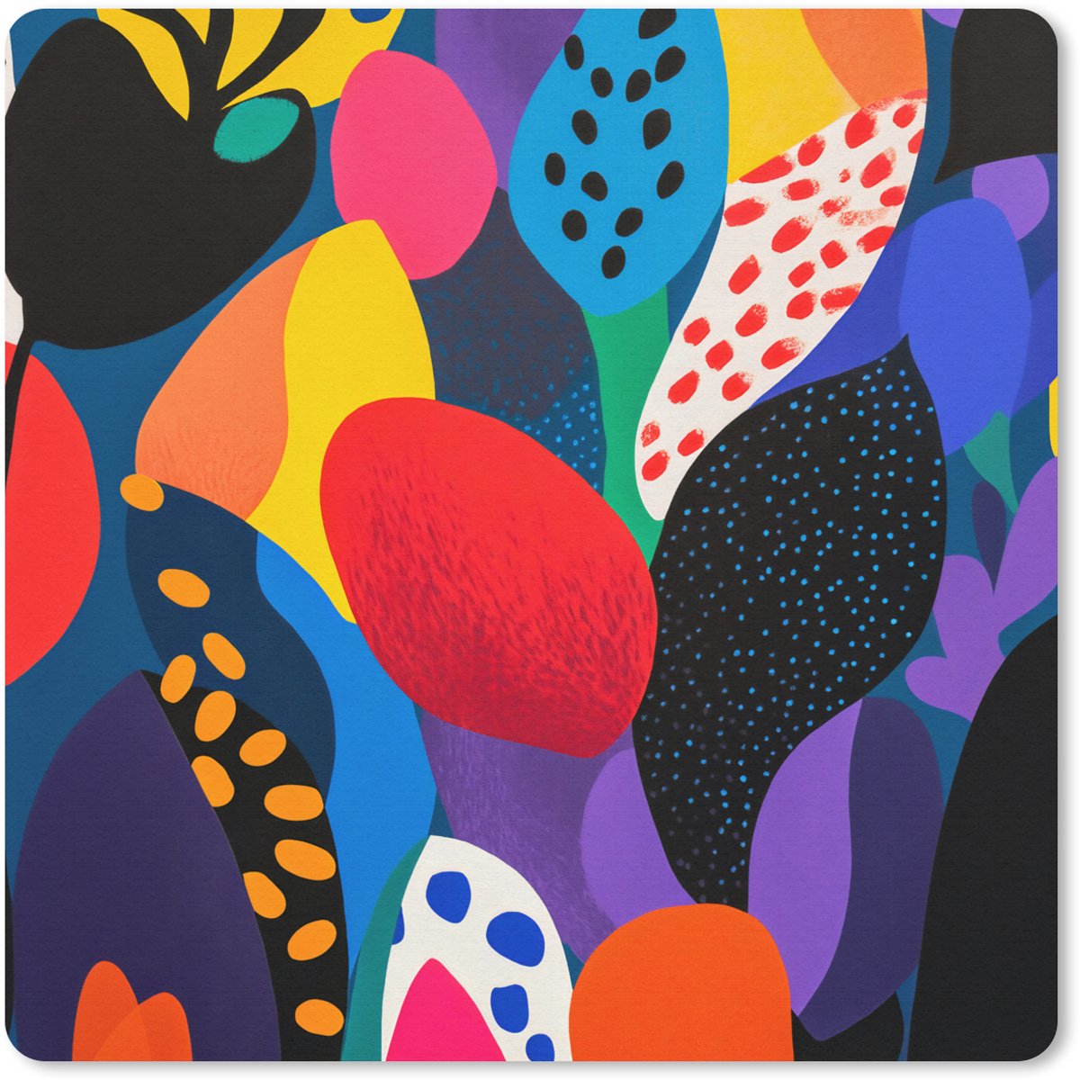 Muismat 30x30 cm - Mousepad Bloemen - Bladeren - Abstract - Rood - Muismatten
