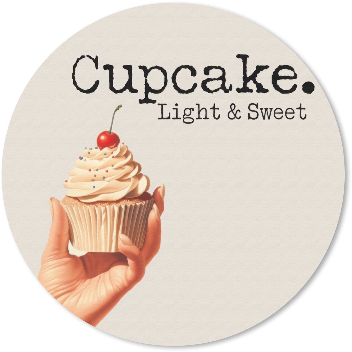 Muismat rond 40x40 cm - Mousepad Cupcake - Zoet - Kers - Ronde muismatten