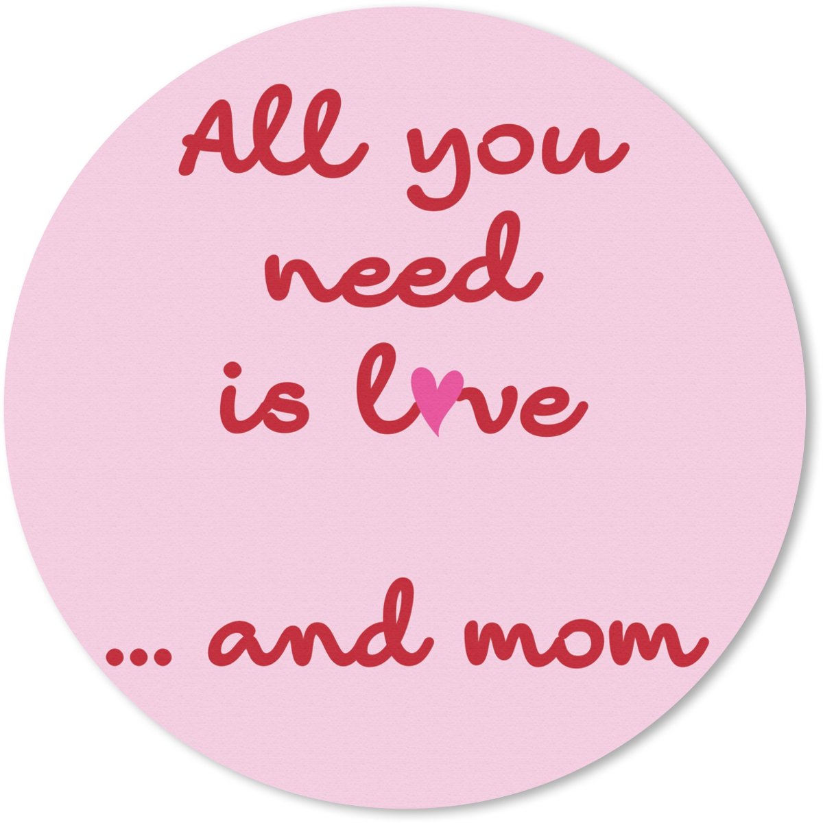 Muismat rond 30x30 cm - Mousepad Moeder - Love - Tekst - Rood - Ronde muismatten