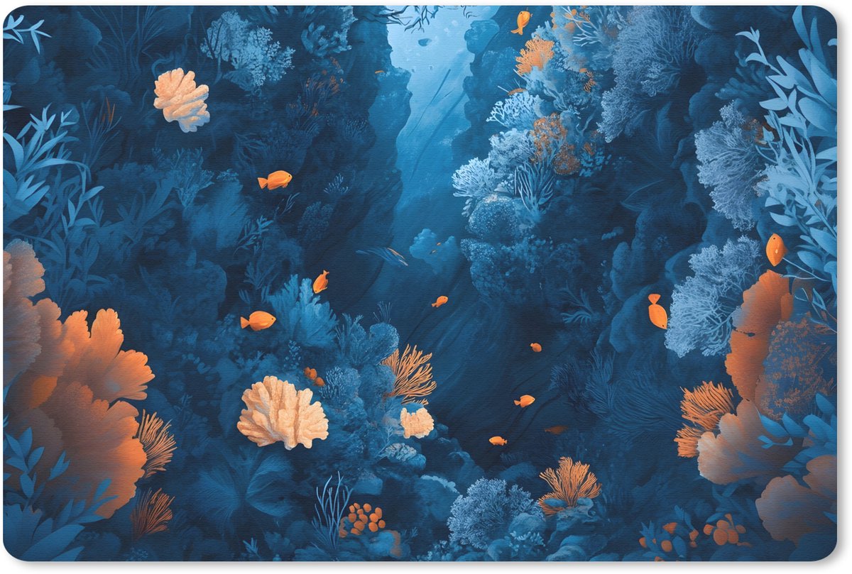 Muismat 27x18 cm - Mousepad Koraalrif - Vissen - Oceaan - Blauw - Muismatten
