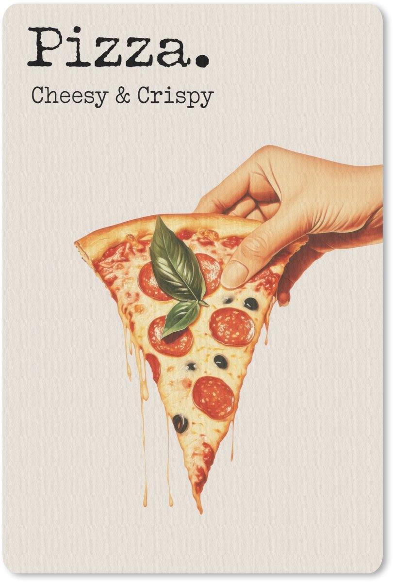 Muismat 18x27 cm - Mousepad Pizza - Kaas - Pepperoni - Muismatten