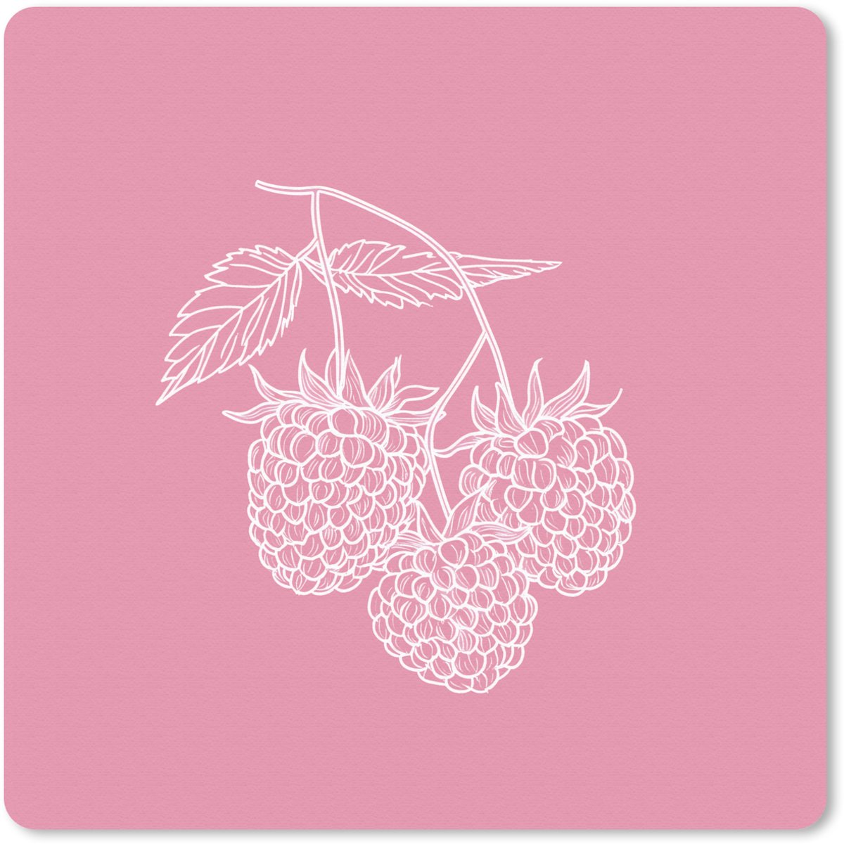 Muismat 30x30 cm - Mousepad Frambozen - Steel - Getekend - Roze - Muismatten