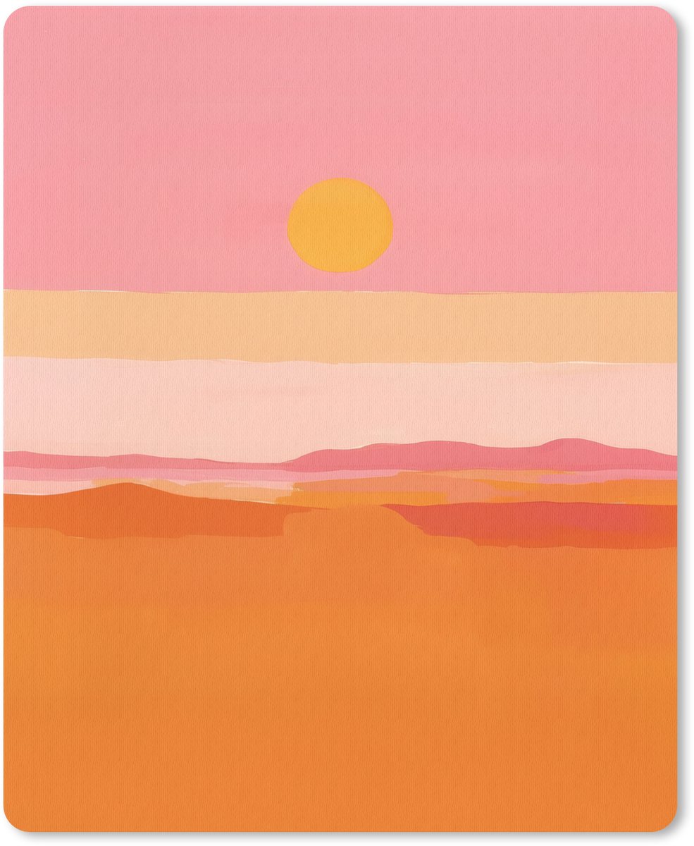 Muismat 19x23 cm - Mousepad Zon - Abstract - Landschap - Oranje - Muismatten