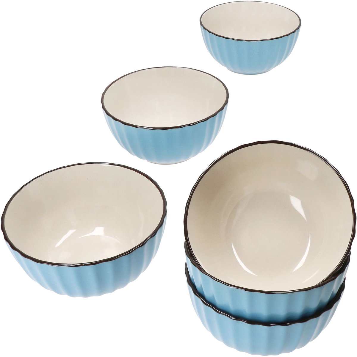Set van 6 OSITA LIGHT BLUE steengoed graankommen voor 6 personen - 674480