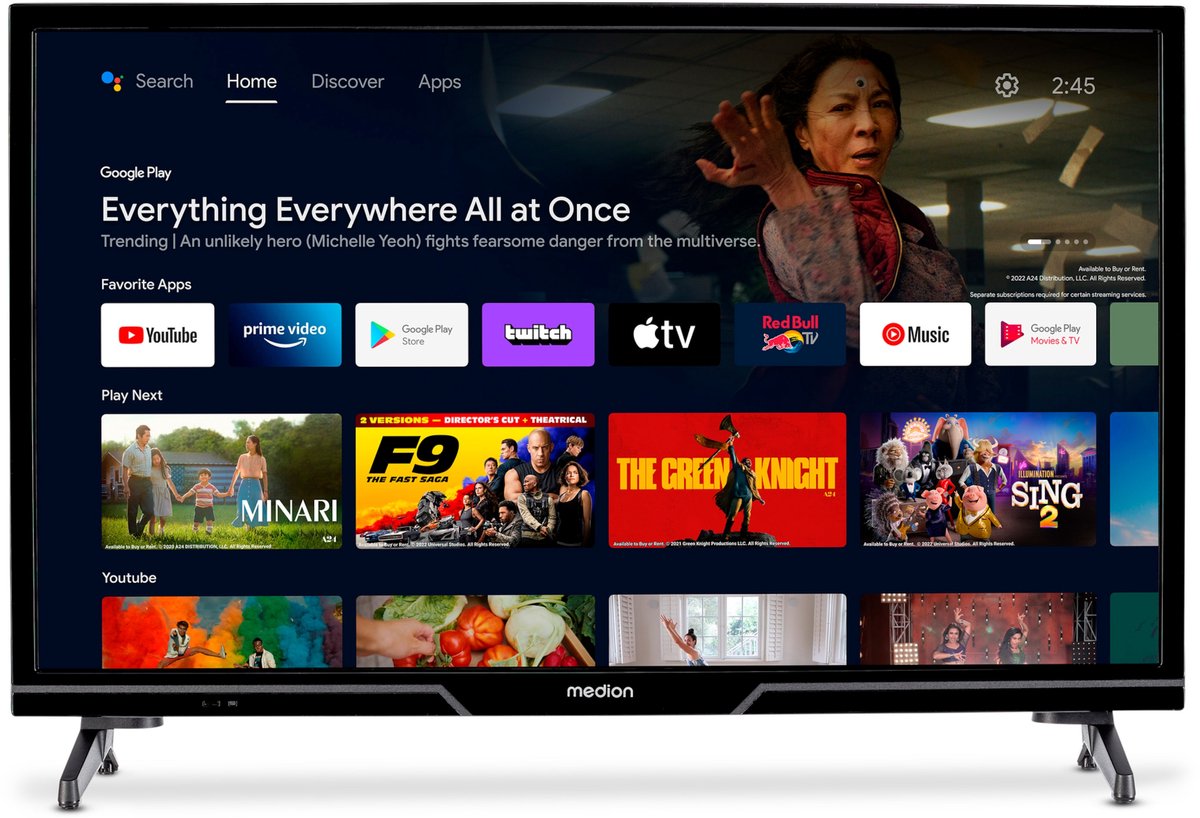 MEDION 59,8 cm (24 inch) HD TV (Android TV, Smart TV, HDR, - MEDION - €149,95