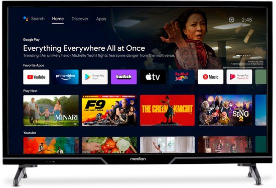MEDION 59,8 cm (24 inch) HD TV (Android TV, Smart TV, HDR, Netflix, Prime Video, PVR, Bluetooth, MD824100)