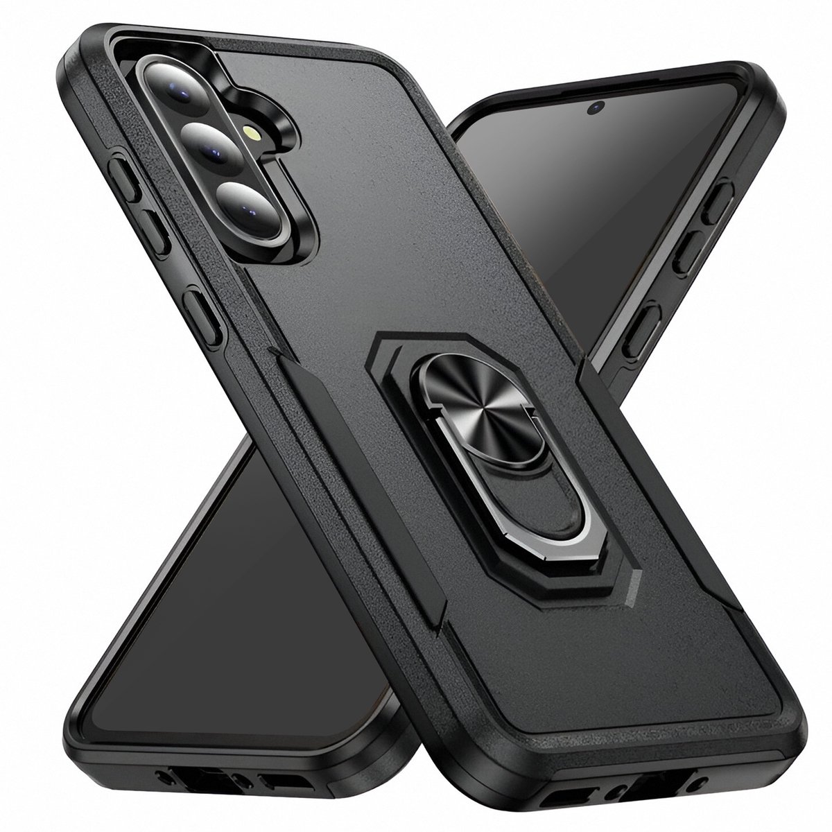 Avizar Schokbestendig Hoesje Geschikt voor Samsung Galaxy A56 Steunring, Zwart