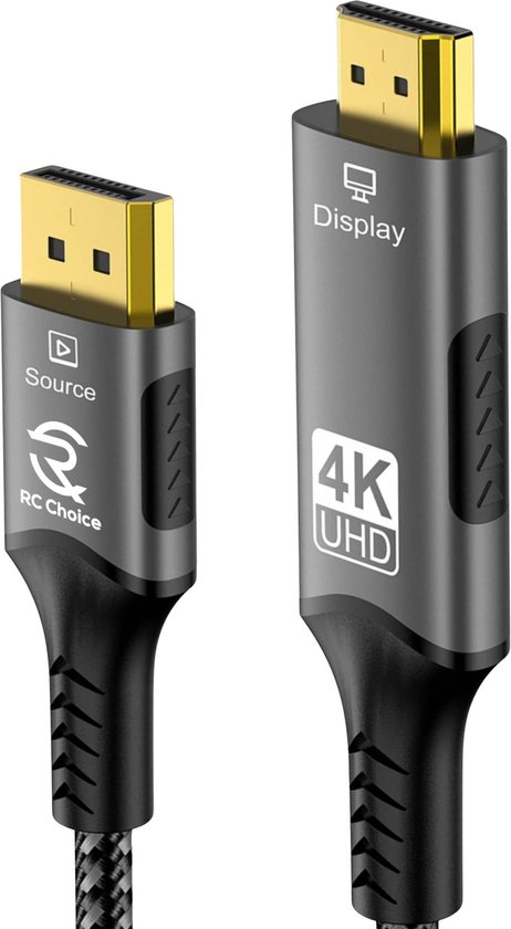 Câble DisplayPort vers HDMI - 4K 120 Hz - Nylon résistant et flexible - 2 mètres