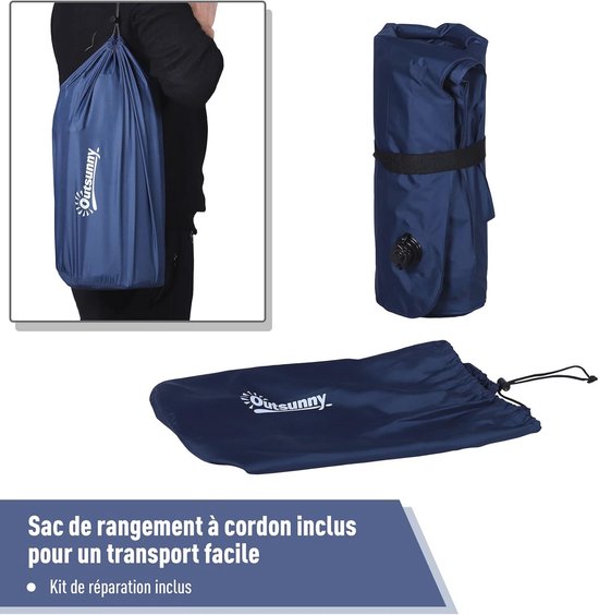 Zelfopblazende Campingmatras voor 2 Personen - Opvouwbaar en Comfortabel, Marineblauw — afbeelding 3